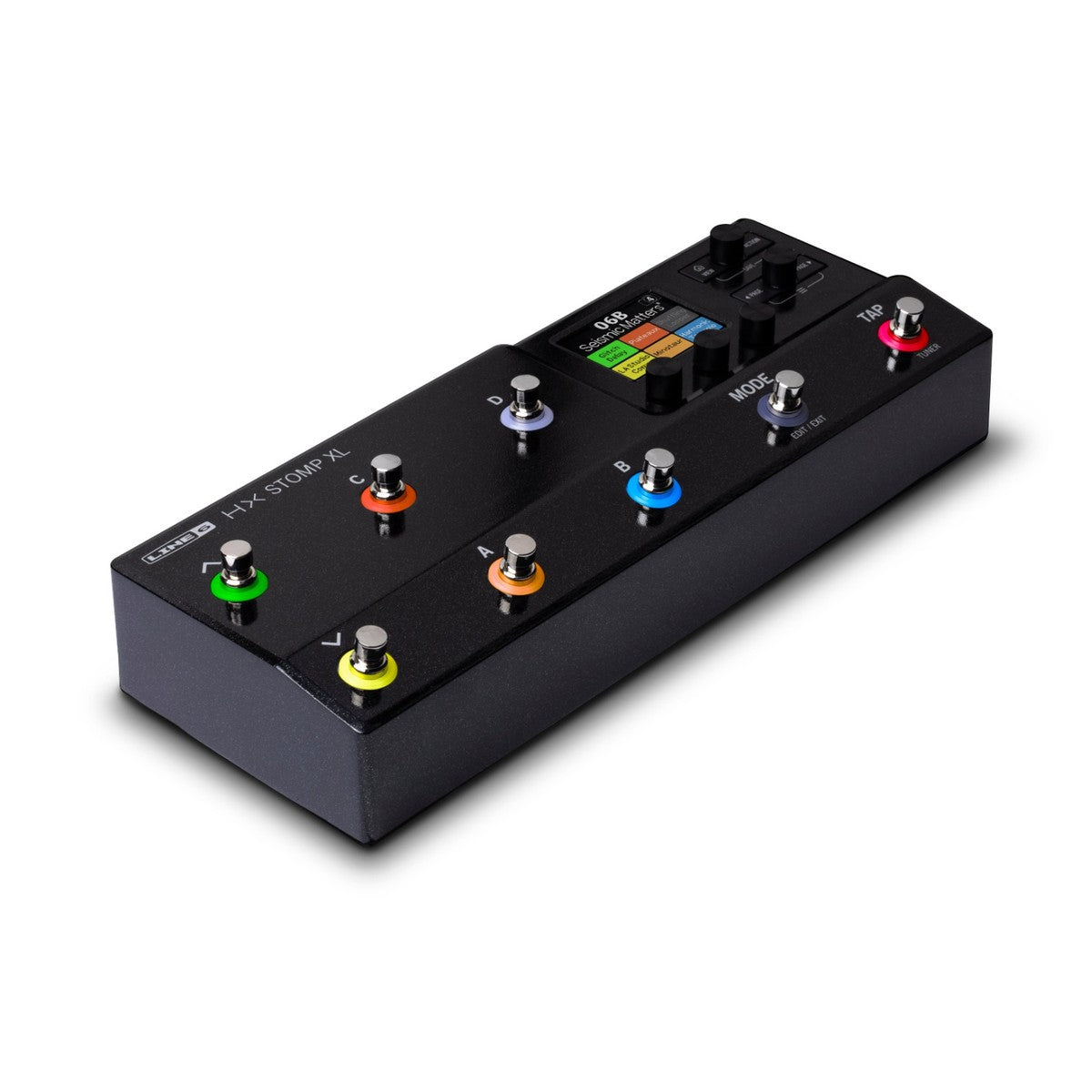 Pedal multiefectos Line 6 HX Stomp XL modelador vista frontal en ángulo | Armonía Musical México