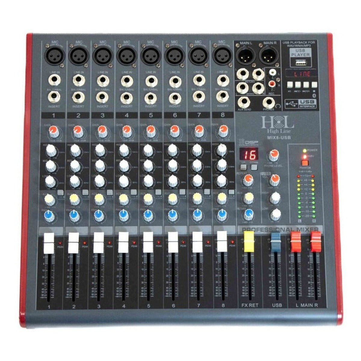 Mezcladora High Line Hl Mix8-usb Con Efectos Y Bluetooth – Mezcladoras | Armonía Musical México