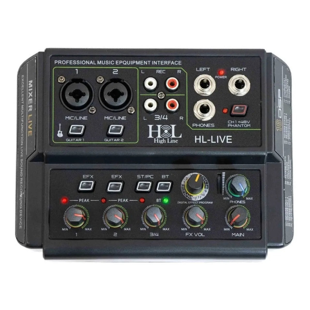 Mezcladora-interfaz High Line Hl-live 16 Efectos vista 2 – Mezcladoras | Armonía Musical México