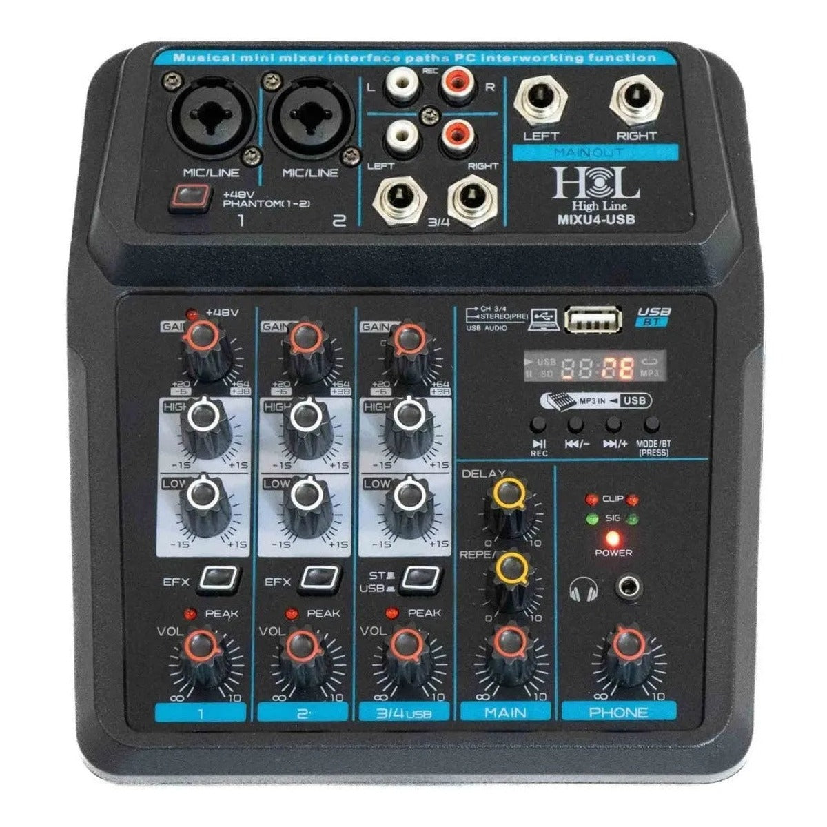 Mezcladora High Line MIXU4-USB 4 Canales | Distribuidor Autorizado México en uso | Armonía Musical México