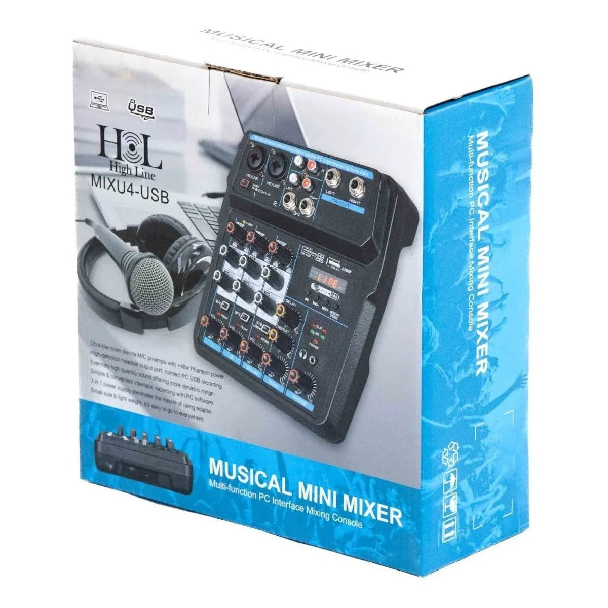 Mezcladora High Line Mixu4-usb, 4 Canales vista 3 – Mezcladoras | Armonía Musical México