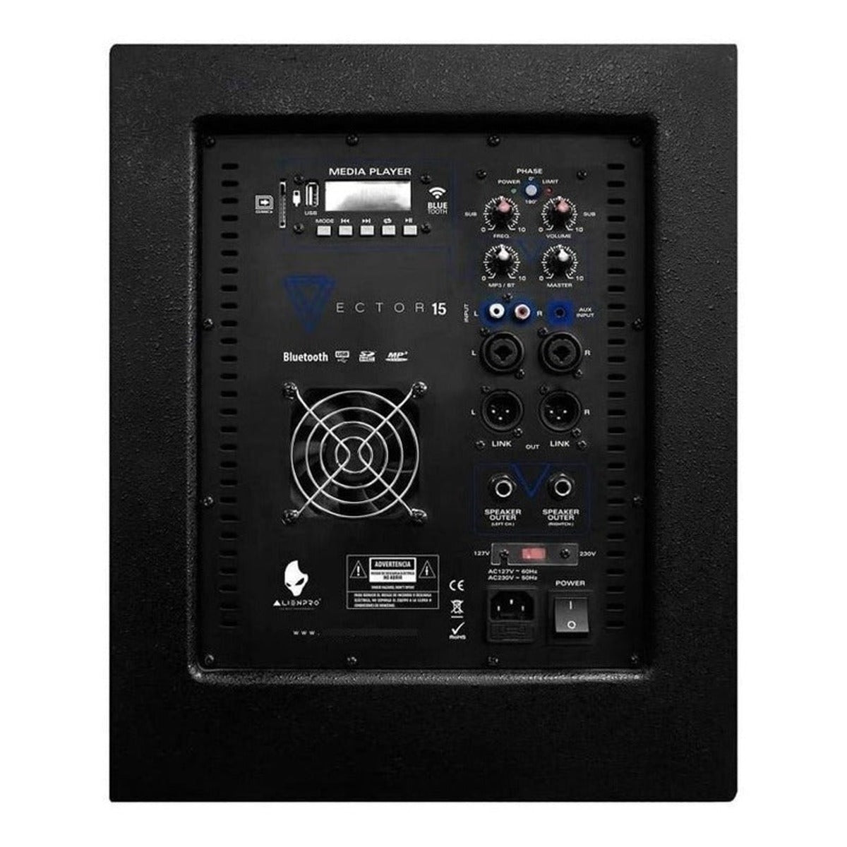 Bocina Alienpro Vector 15 Bluetooth 450w 2.1 Subwoofer Negro Negro vista 4 – Subwoofers | Armonía Musical México