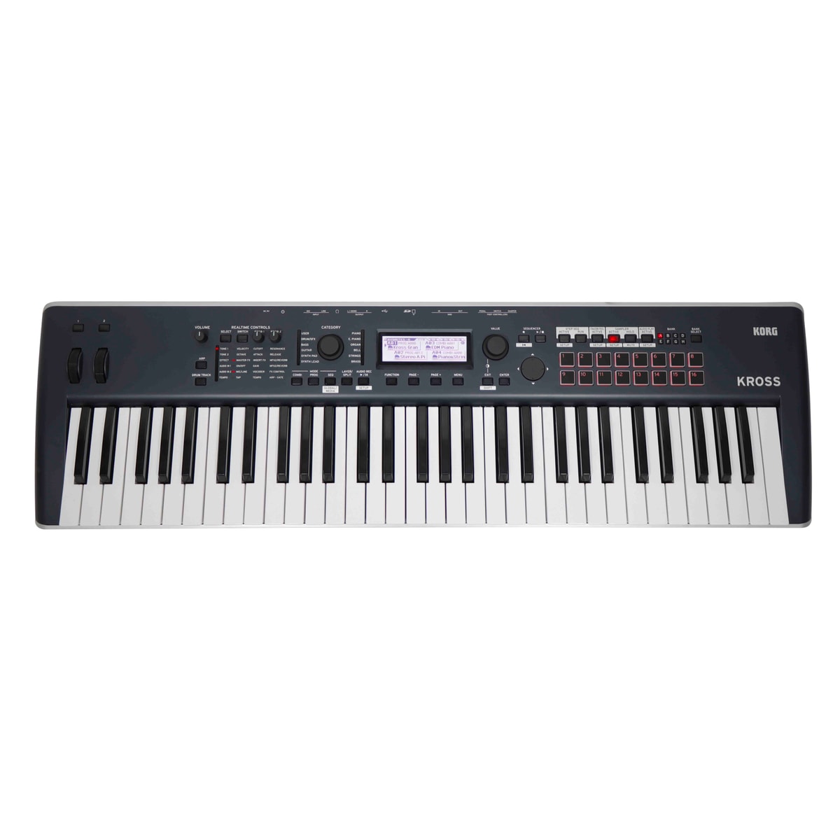 Korg Kross2-61 Negro/Gris vista frontal producto | Armonía Musical México