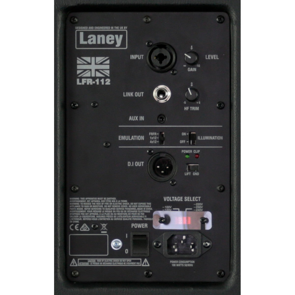 Laney LFR-112 detalle del panel – gabinete de guitarra | Armonía Musical México