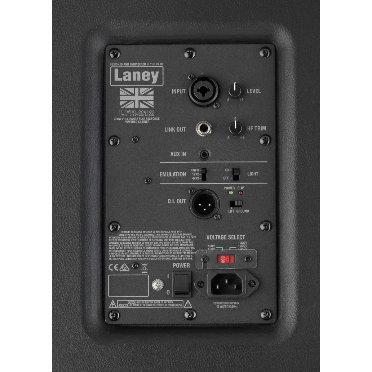 Laney LFR-212 detalle del panel – gabinete de guitarra | Armonía Musical México