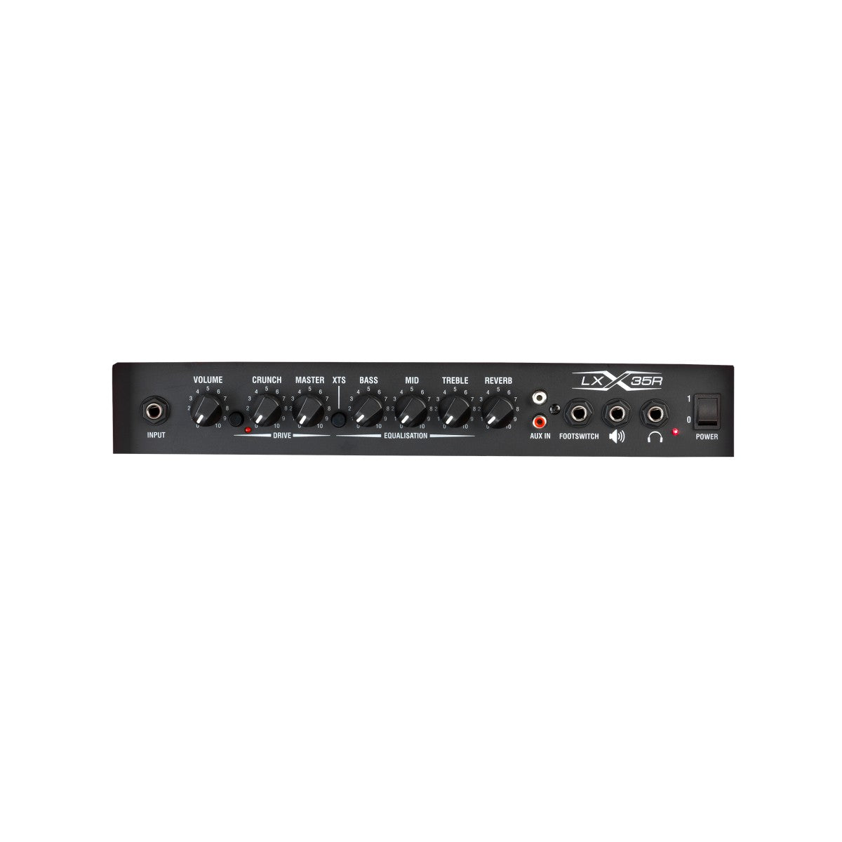 Laney LX35R-RED detalle del panel – amplificador de guitarra | Armonía Musical México