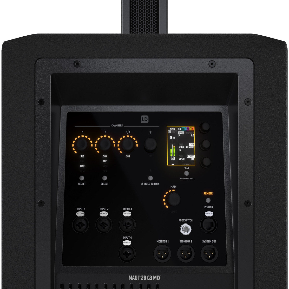 Sistema de audio LD Systems MAUI 28 G3 MIX pantalla de efectos y ecualizador del mezclador | Armonía Musical México