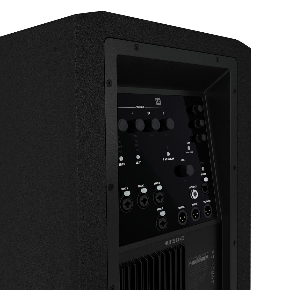 Sistema de audio LD Systems MAUI 28 G3 MIX entradas XLR combo y salidas del panel trasero | Armonía Musical México
