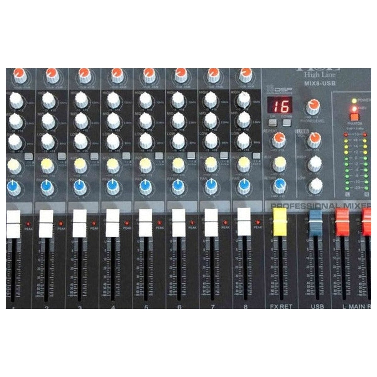 Mezcladora High Line HL MIX8-USB con Efectos y Bluetooth detalle 1 | Armonía Musical México