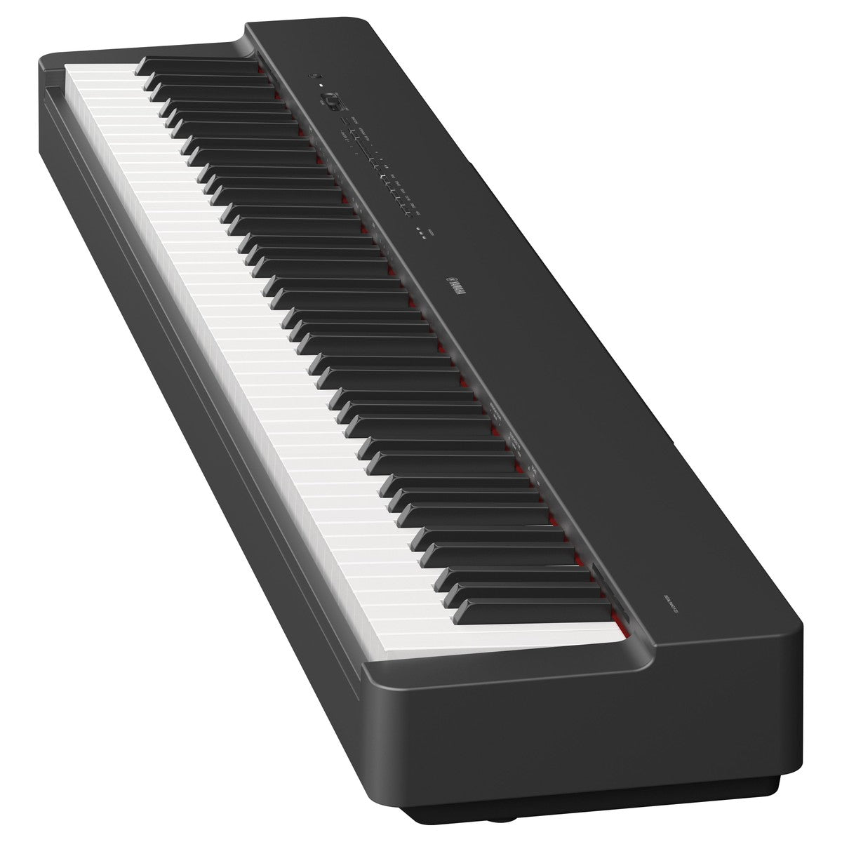 Piano digital Yamaha P-225 NP-225 portátil 88 teclas negro vista en ángulo | Armonía Musical México