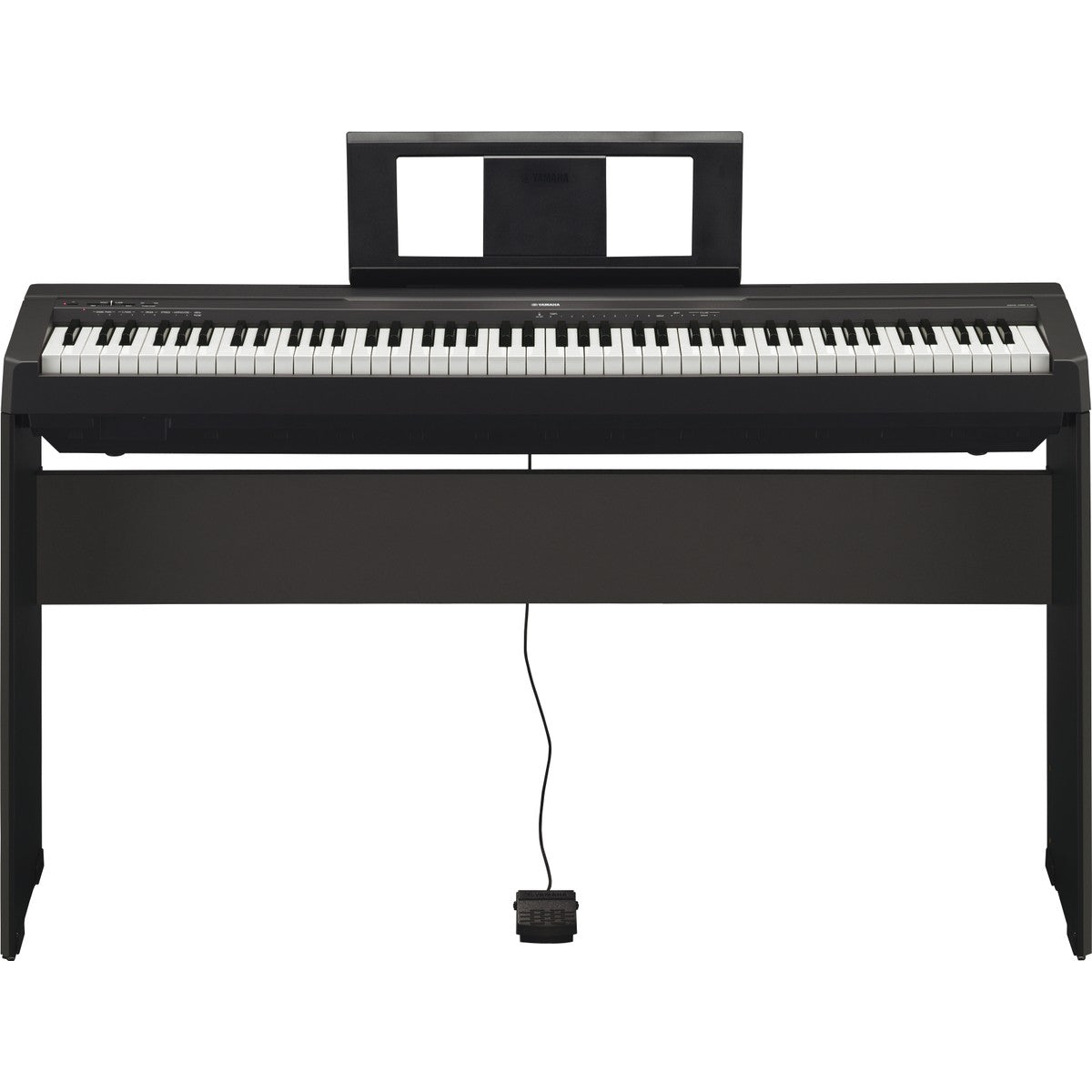Piano digital Yamaha P45 negro detalle teclas contrapesadas | Armonía Musical México