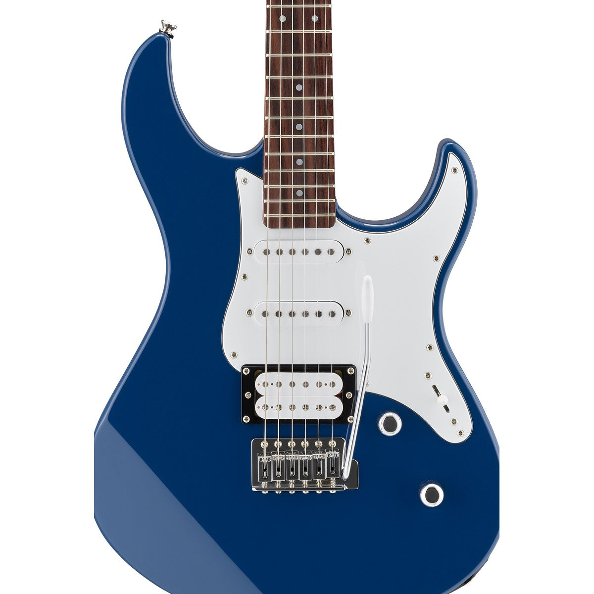 Guitarra eléctrica Yamaha PAC112V Pacifica United Blue detalle cuerpo y pastillas | Armonía Musical México