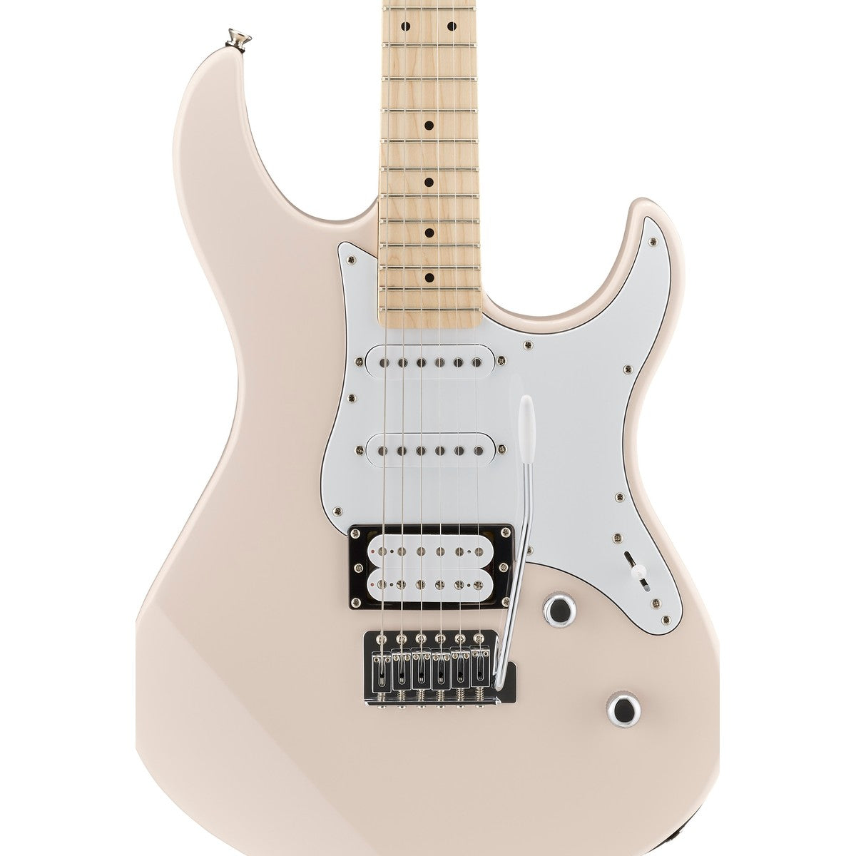 Guitarra eléctrica Yamaha PAC112VM Pacifica maple Sonic Pink detalle cuerpo | Armonía Musical México