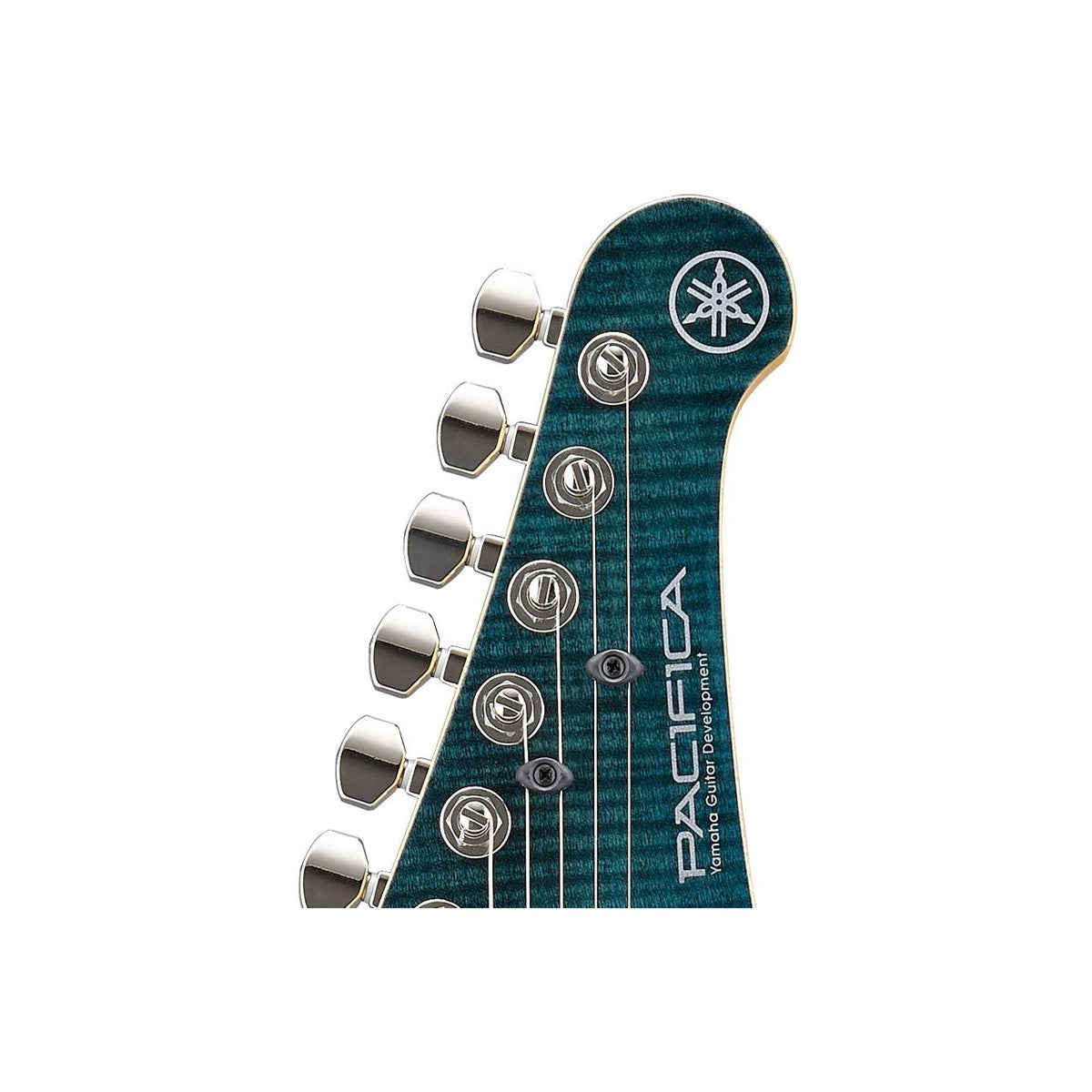 Guitarra eléctrica Yamaha PAC612VIIFM Pacifica flame maple Indigo Blue detalle clavijero Grover | Armonía Musical México