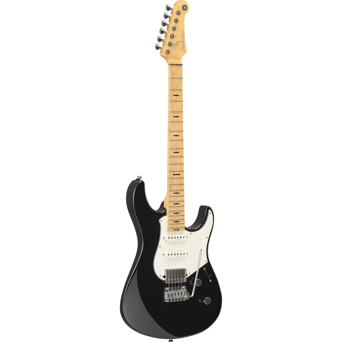 Guitarra eléctrica Yamaha PACP12M Pacifica Professional maple Black Metallic vista en ángulo | Armonía Musical México