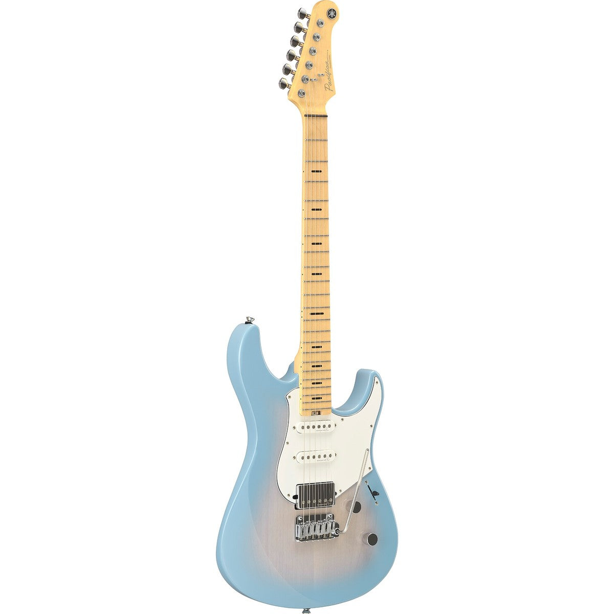 Guitarra eléctrica Yamaha PACP12M Pacifica Professional maple Beach Blue Burst vista en ángulo | Armonía Musical México