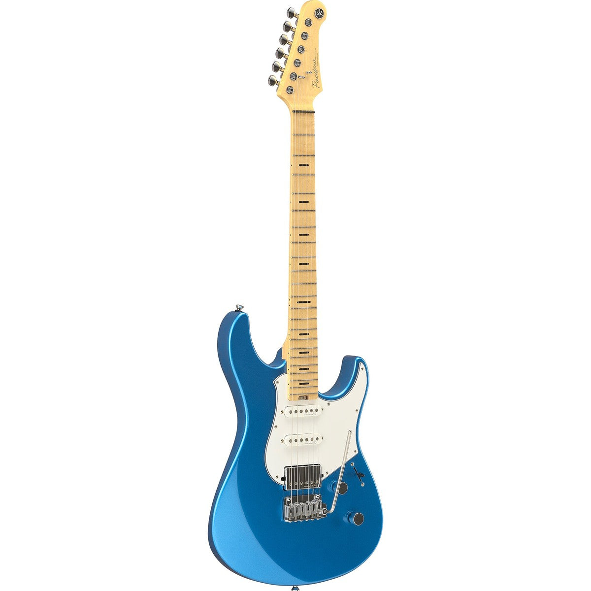 Guitarra eléctrica Yamaha PACP12M Pacifica Professional maple Sparkle Blue vista en ángulo | Armonía Musical México