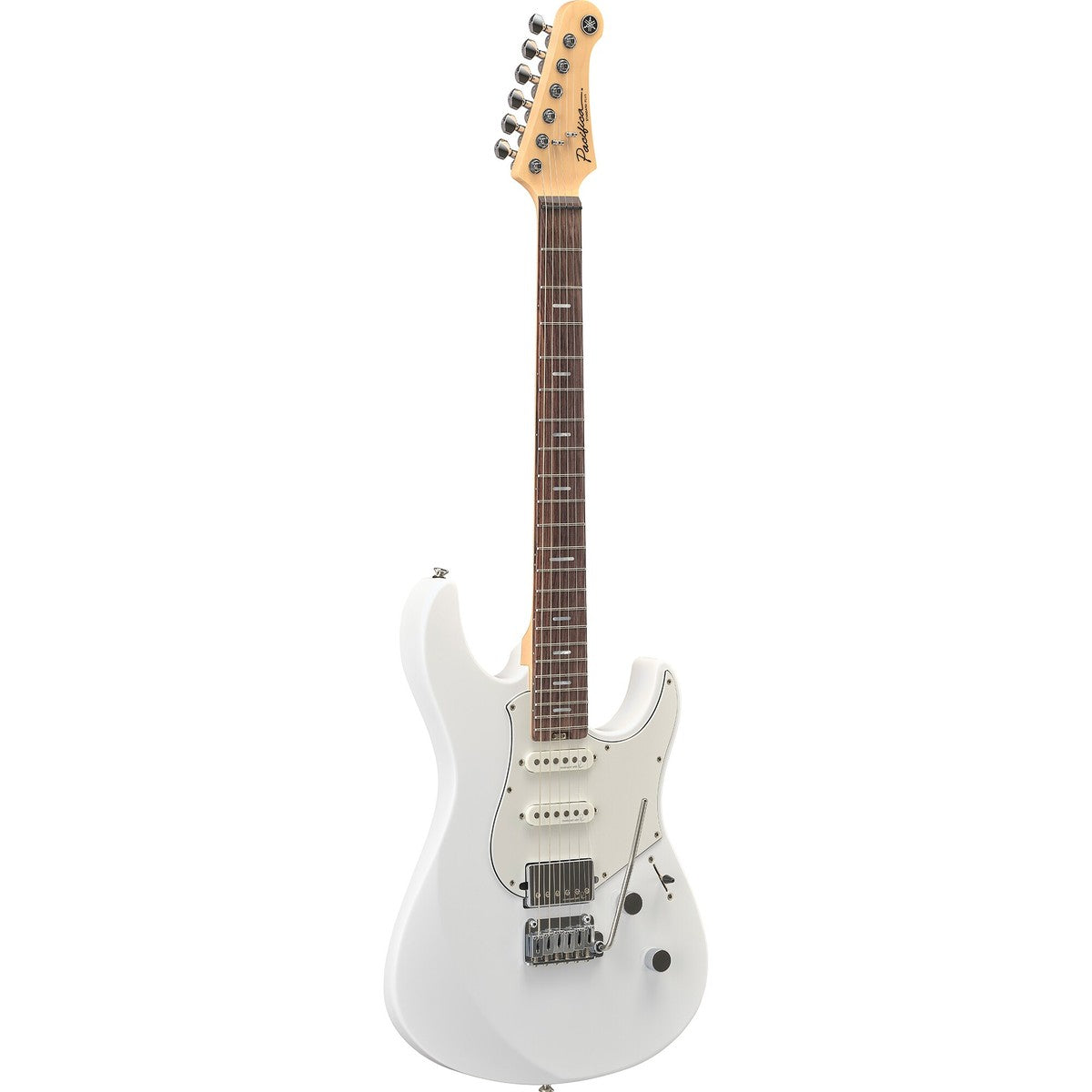 Guitarra eléctrica Yamaha PACS+12 Pacifica Standard Plus Shell White vista en ángulo | Armonía Musical México