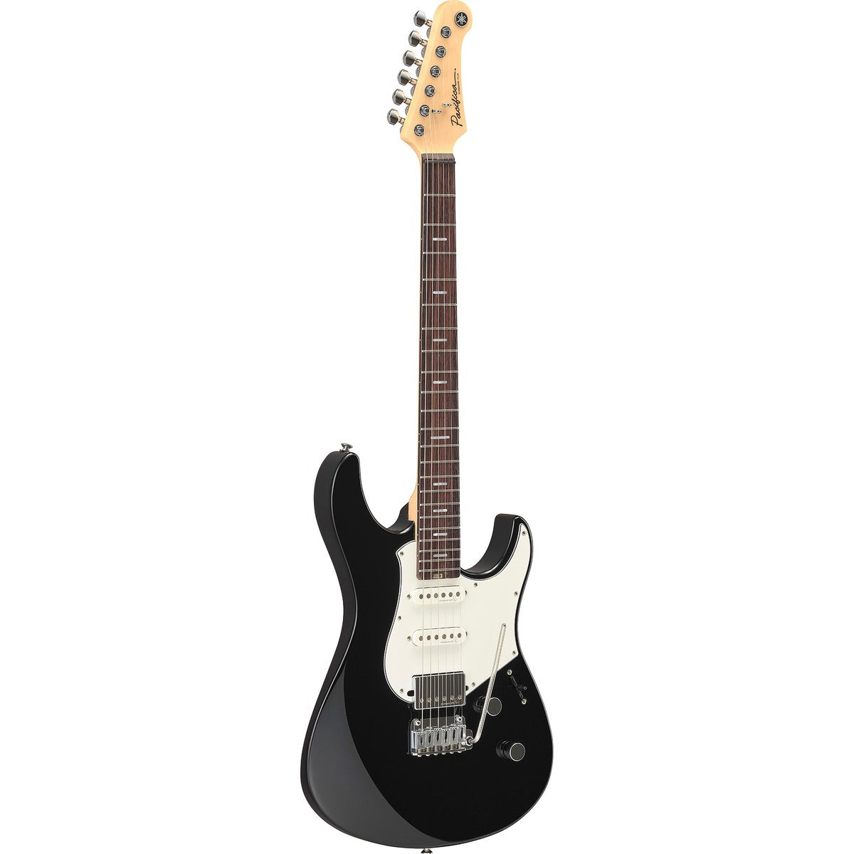 Guitarra eléctrica Yamaha PACS+12 Pacifica Standard Plus negro vista en ángulo | Armonía Musical México