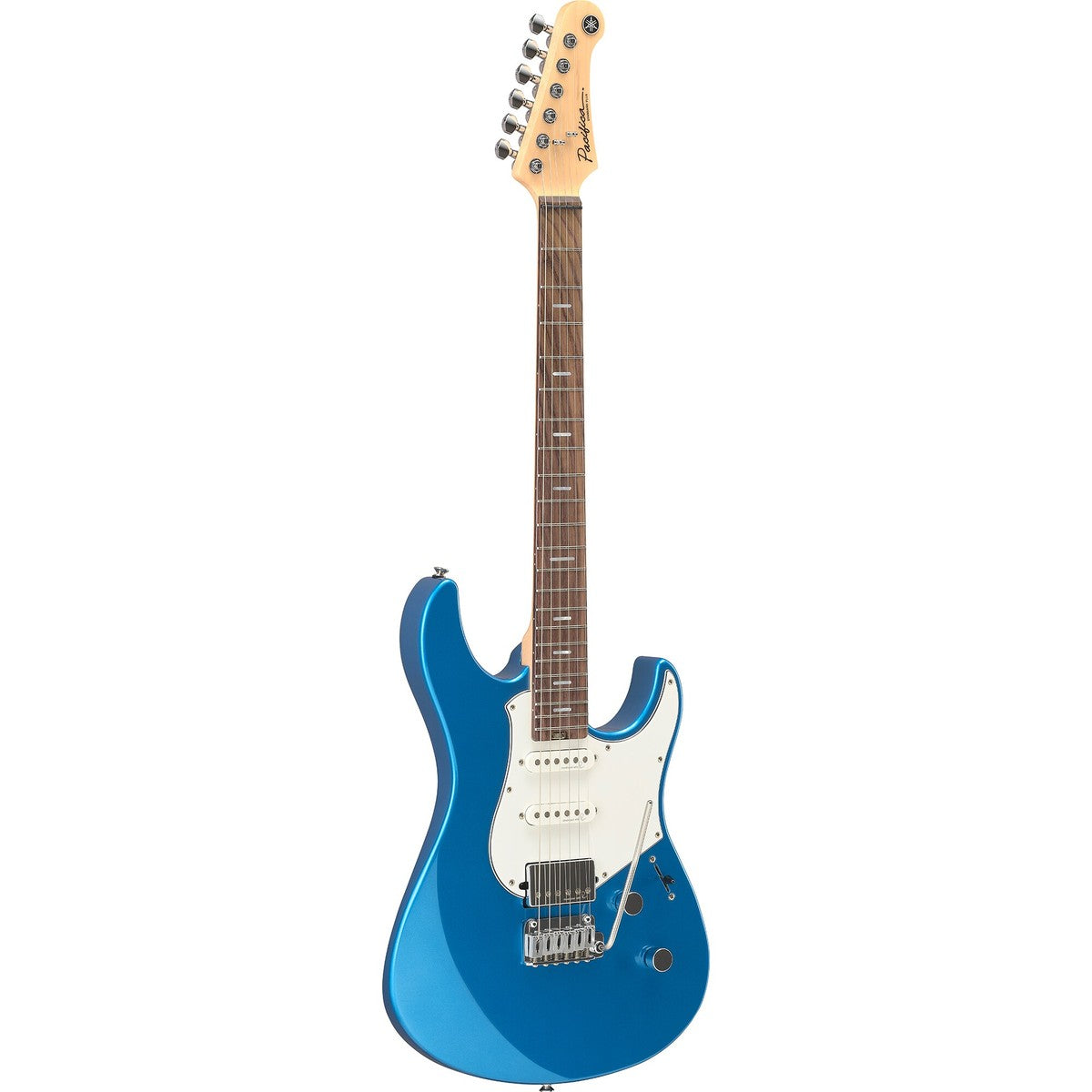 Guitarra eléctrica Yamaha PACS+12 Pacifica Standard Plus Sparkle Blue vista en ángulo | Armonía Musical México