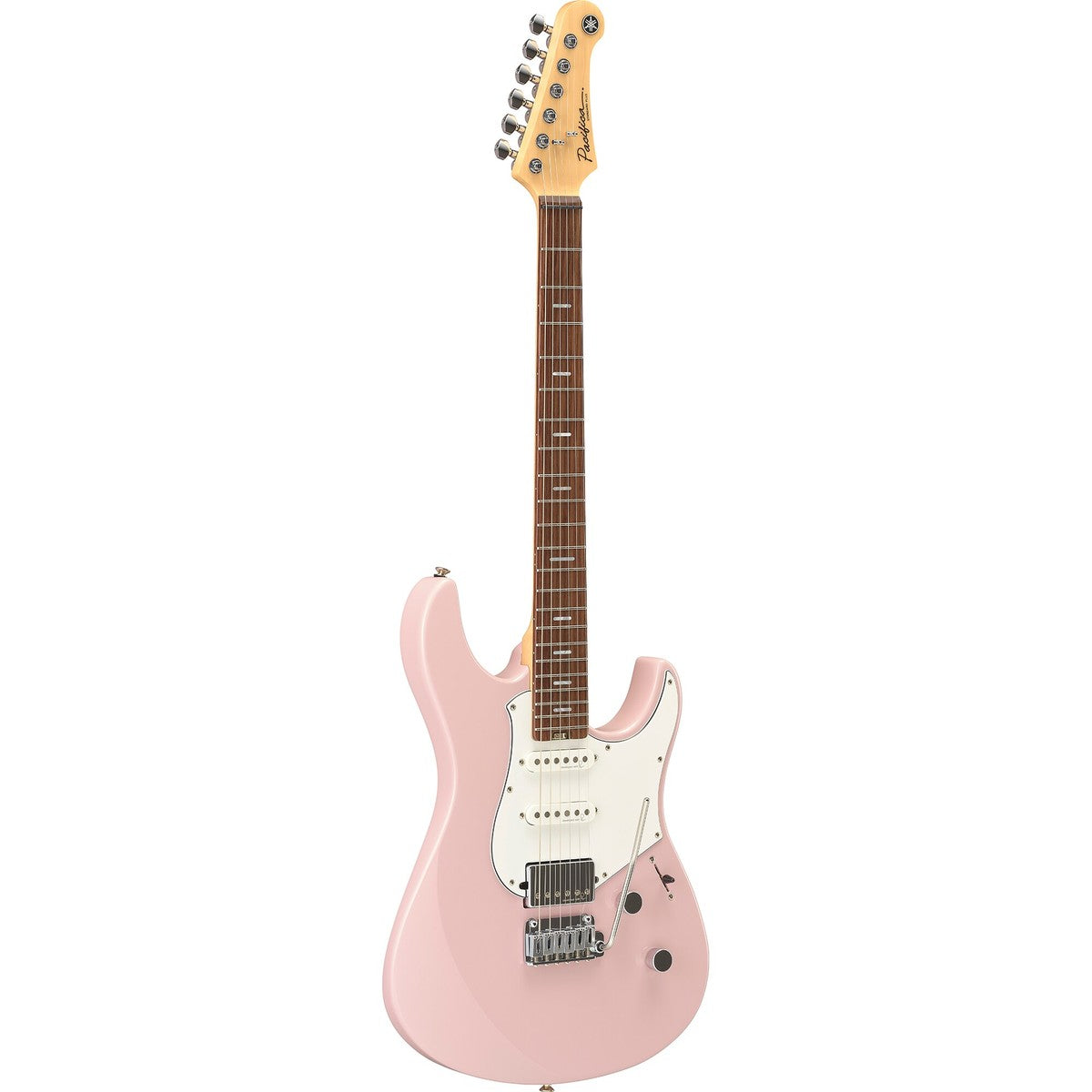Guitarra eléctrica Yamaha PACS+12 Pacifica Standard Plus Ash Pink vista en ángulo | Armonía Musical México