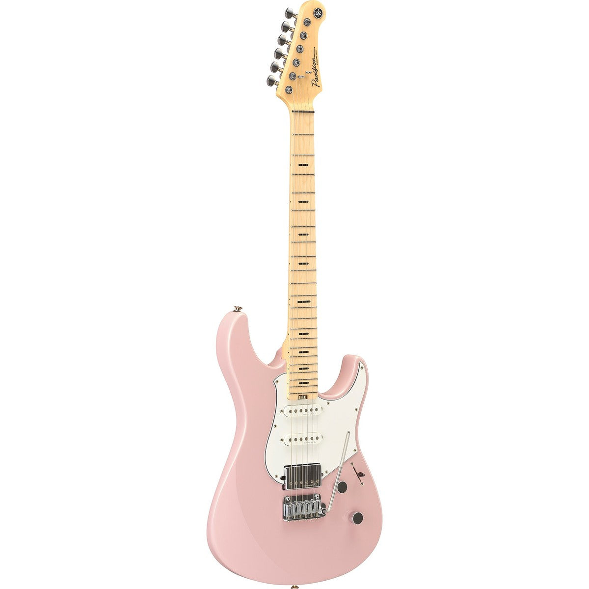 Guitarra eléctrica Yamaha PACS+12M Pacifica Standard Plus maple Ash Pink vista en ángulo | Armonía Musical México
