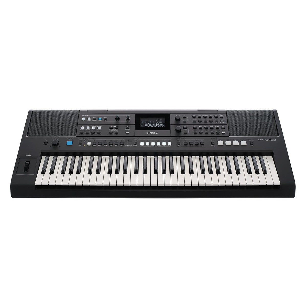Teclado Yamaha PSR-E483 61 teclas vista frontal – teclado portátil | Armonía Musical México