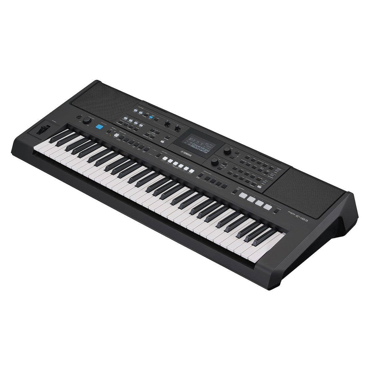 Teclado Yamaha PSR-E483 vista en ángulo lateral izquierdo | Armonía Musical México