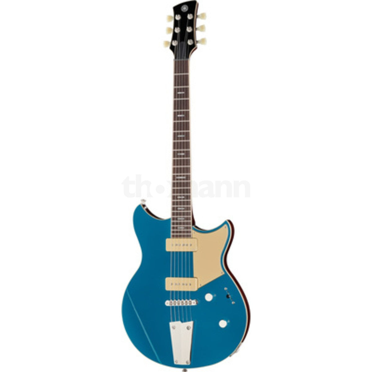 Guitarra eléctrica Yamaha Revstar RSP02 P90 Champagne Gold vista en ángulo | Armonía Musical México