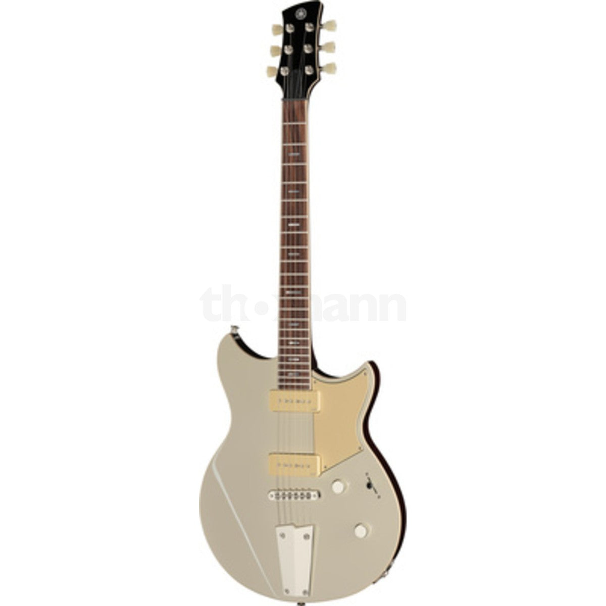 Guitarra eléctrica Yamaha Revstar RSP20 Professional Rusty Blue vista en ángulo | Armonía Musical México