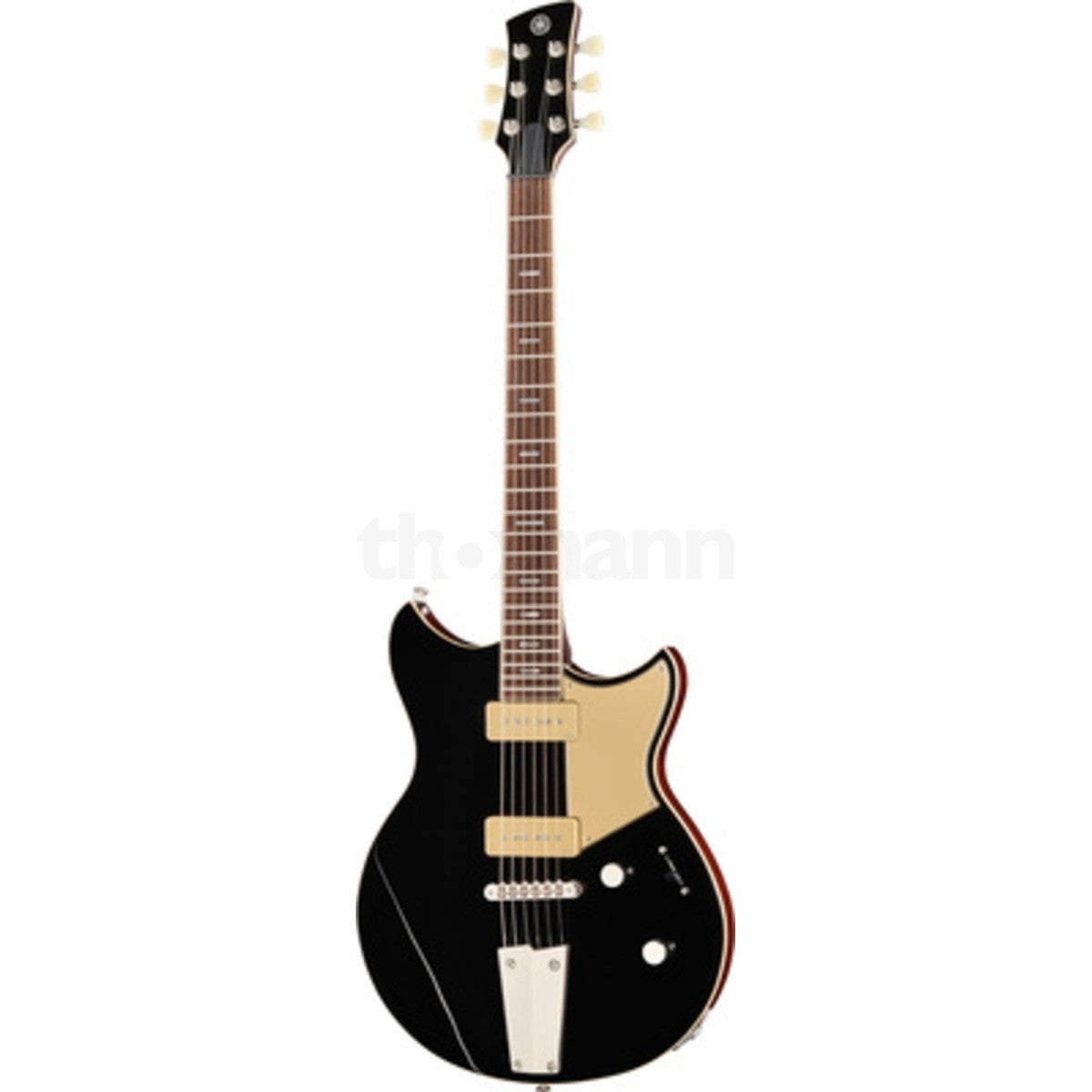 Guitarra eléctrica Yamaha Revstar RSS02T P90 Black vista en ángulo | Armonía Musical México