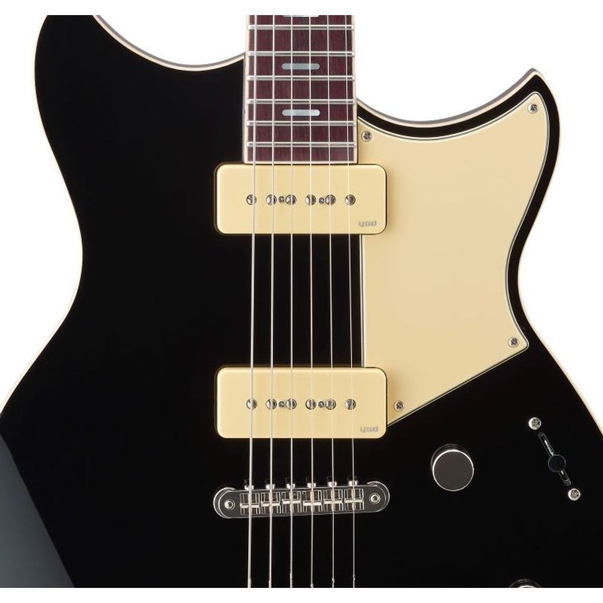 Guitarra eléctrica Yamaha Revstar RSS02T P90 Black detalle pastillas | Armonía Musical México