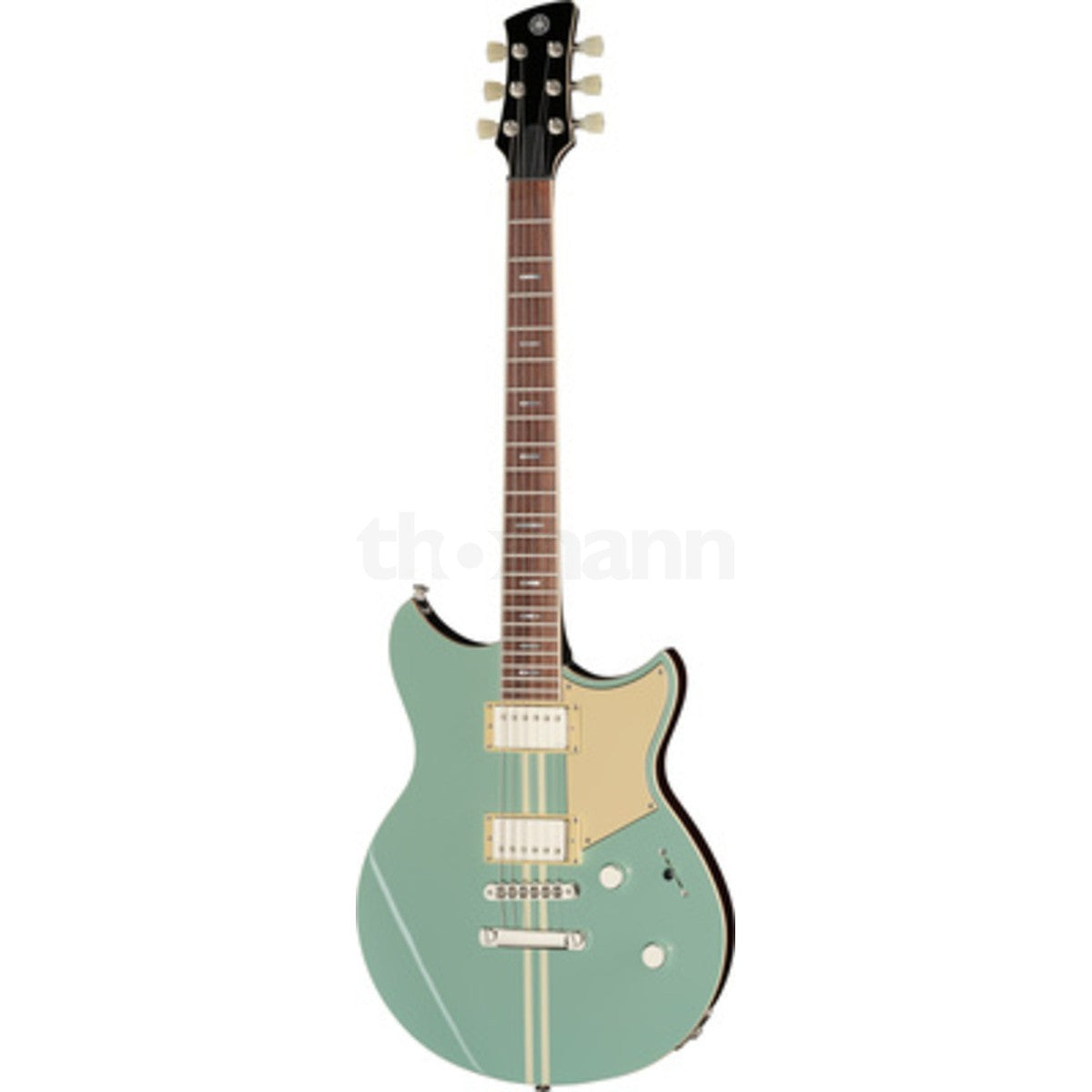 Guitarra eléctrica Yamaha Revstar RSS20 humbucker Sonic Blue vista en ángulo | Armonía Musical México