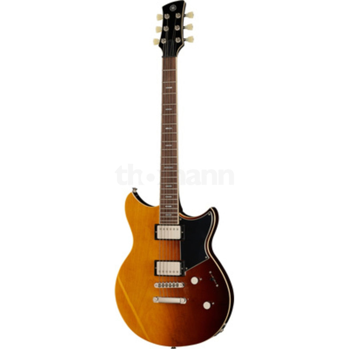 Guitarra eléctrica Yamaha Revstar RSS20 humbucker Sunset Burst vista en ángulo | Armonía Musical México