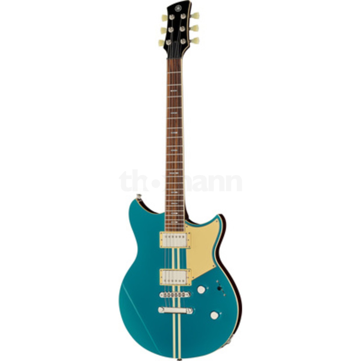 Guitarra eléctrica Yamaha Revstar RSS20 humbucker Swift Blue vista en ángulo | Armonía Musical México
