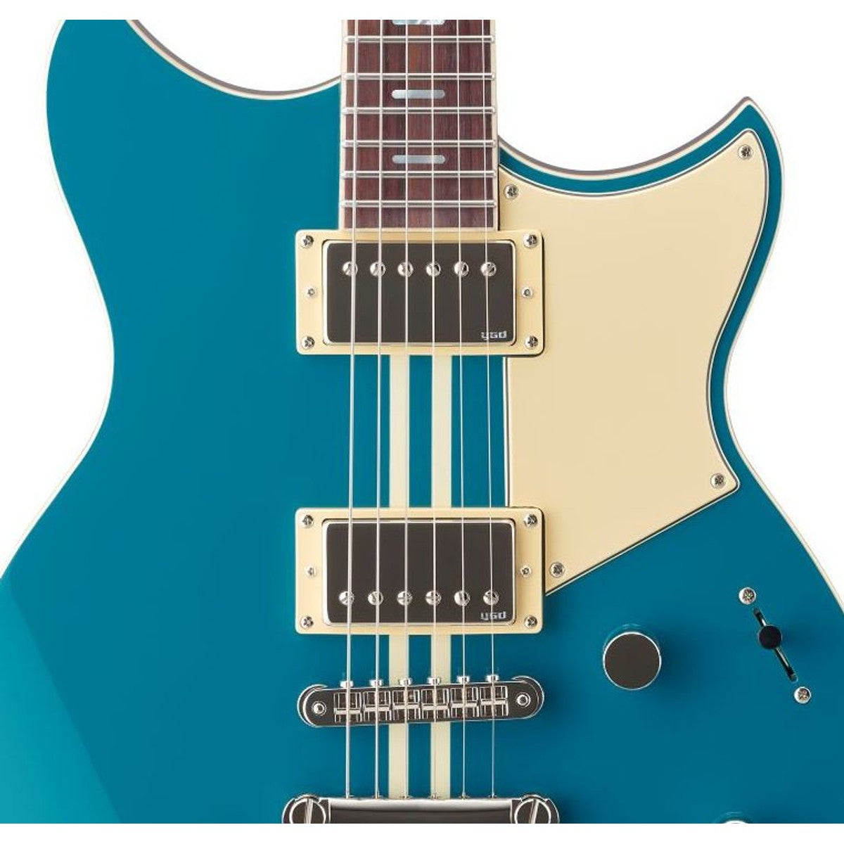 Guitarra eléctrica Yamaha Revstar RSS20 humbucker Swift Blue detalle pastillas | Armonía Musical México