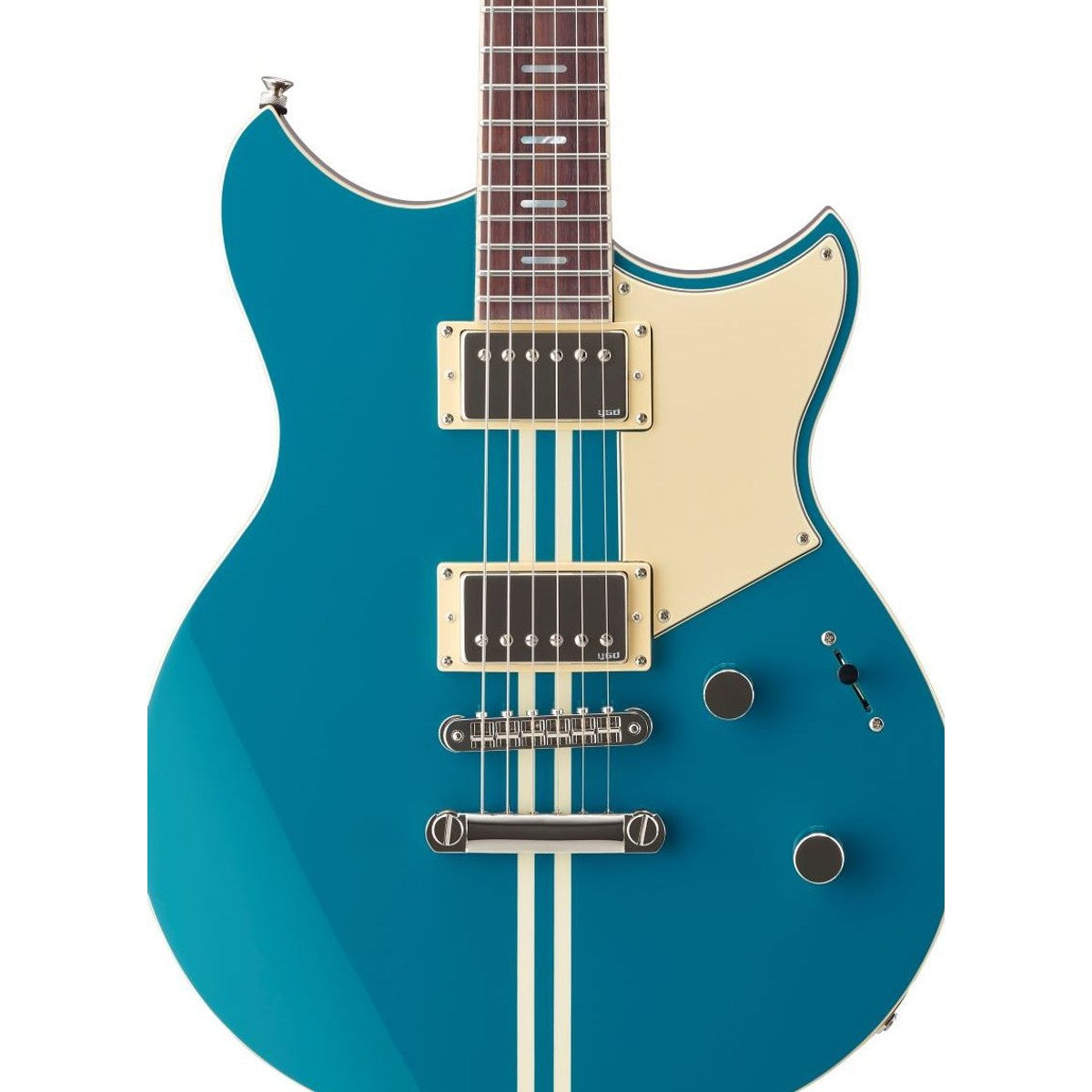Guitarra eléctrica Yamaha Revstar RSS20 humbucker Swift Blue detalle cuerpo | Armonía Musical México