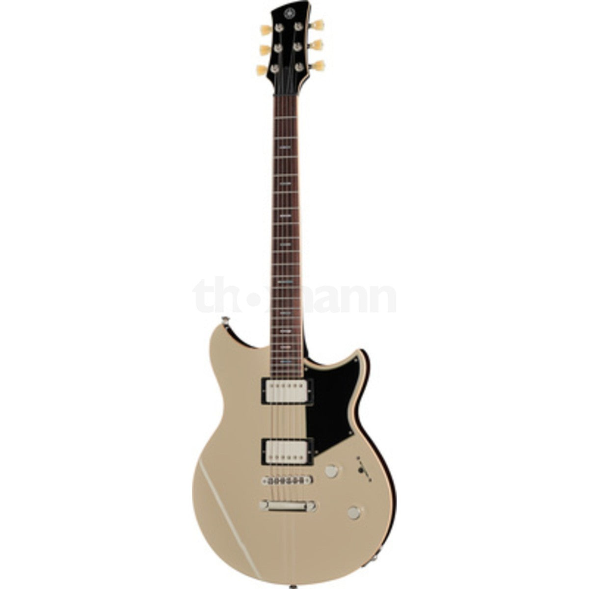 Guitarra eléctrica Yamaha Revstar RSS20 humbucker Vintage White vista en ángulo | Armonía Musical México