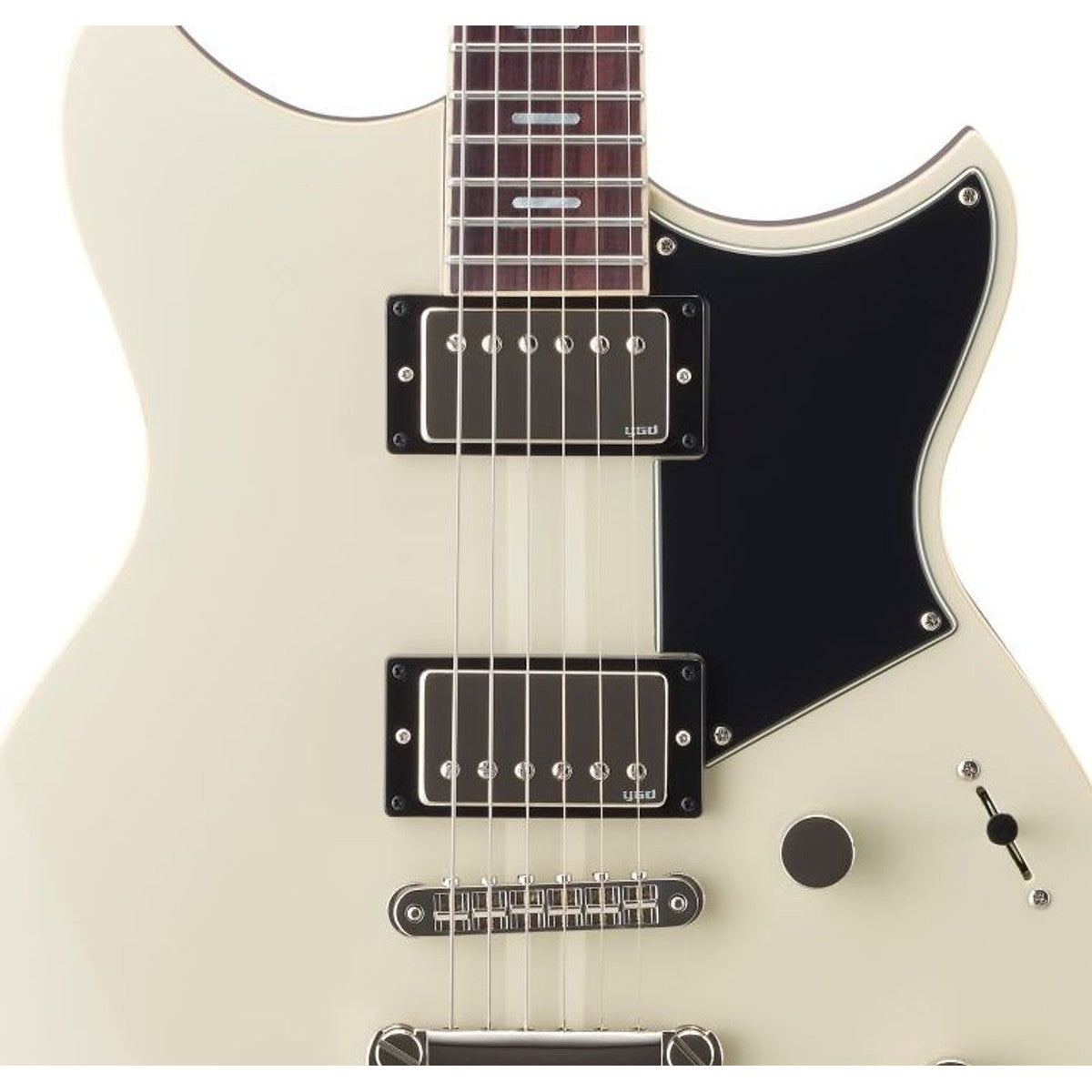 Guitarra eléctrica Yamaha Revstar RSS20 humbucker Vintage White detalle pastillas | Armonía Musical México