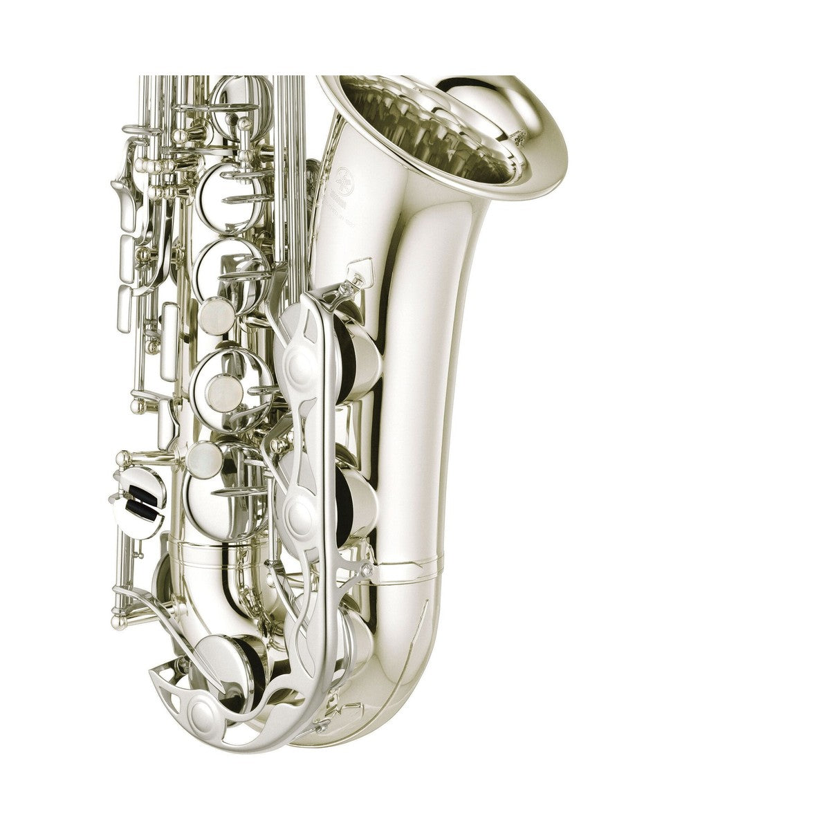 Saxofón alto Yamaha YAS-280S plateado detalle campana | Armonía Musical México
