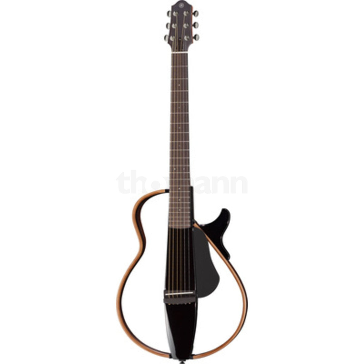 Guitarra Silent Yamaha SLG200S Translucent Black vista frontal | Armonía Musical México