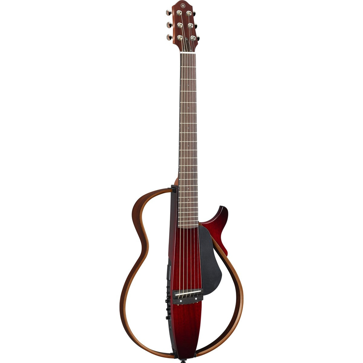 Guitarra Silent Yamaha SLG200S Crimson Red Burst vista frontal | Armonía Musical México