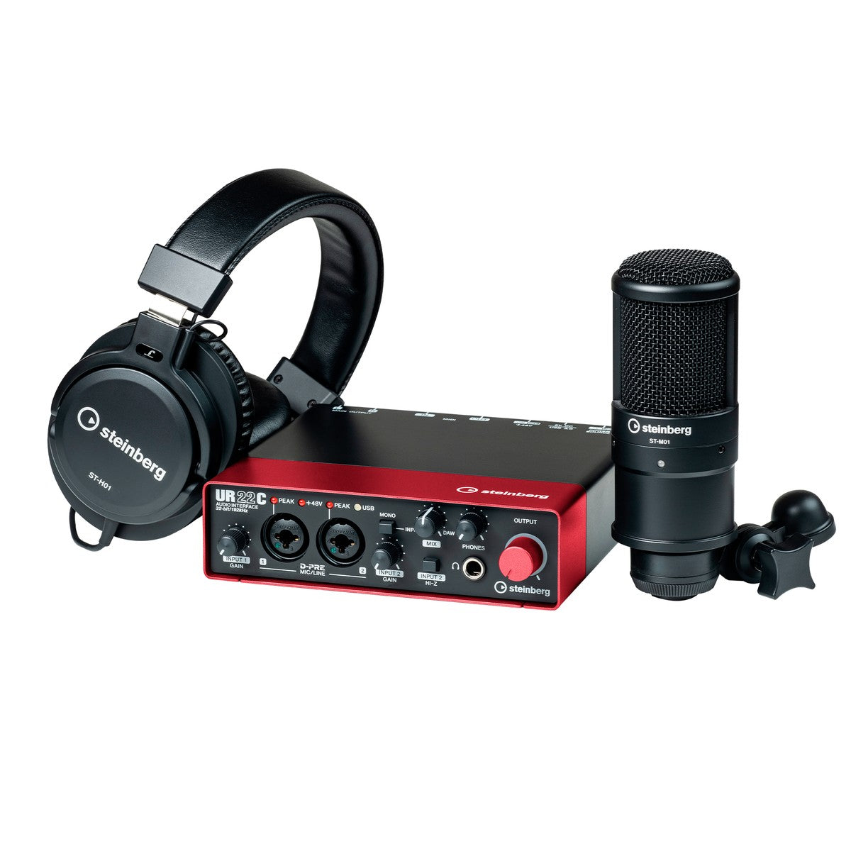 Paquete de grabación Steinberg UR22C Recording Pack vista lateral | Armonía Musical México