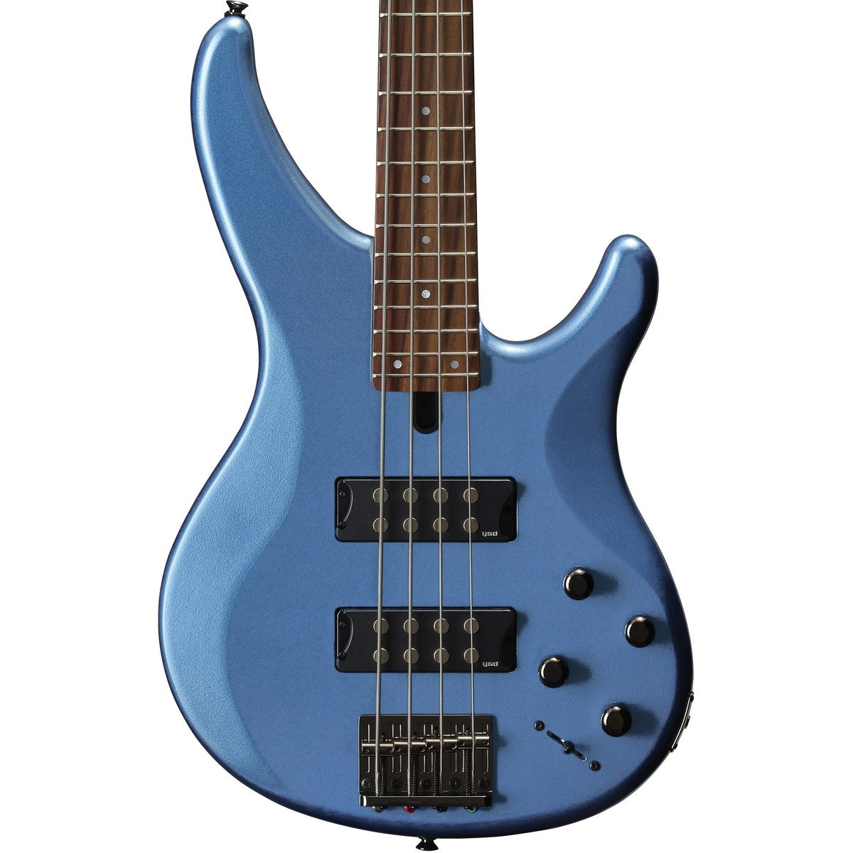 Bajo eléctrico Yamaha TRBX304 4 cuerdas activo Factory Blue detalle cuerpo | Armonía Musical México