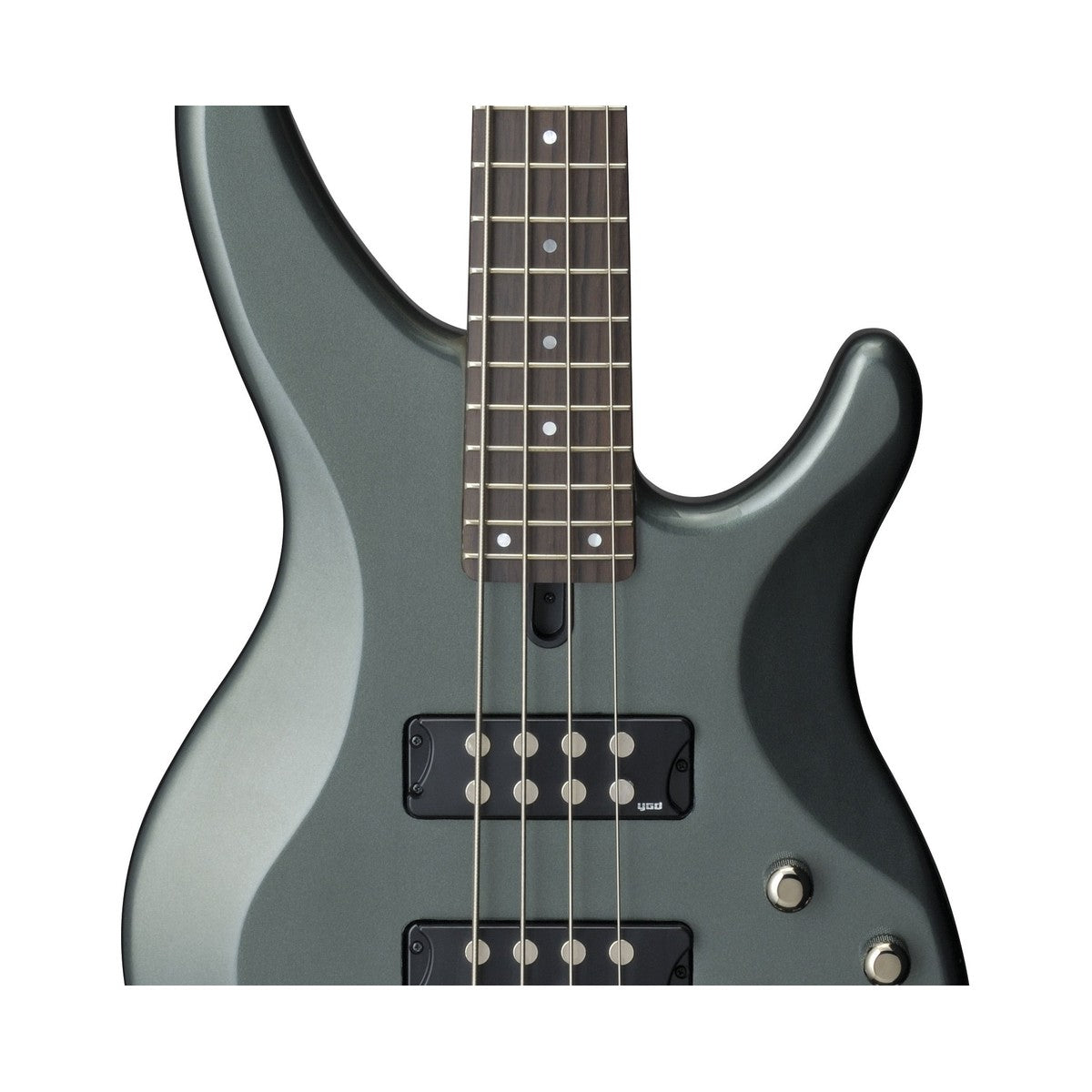 Bajo eléctrico Yamaha TRBX304 4 cuerdas activo Mist Green detalle electrónica | Armonía Musical México