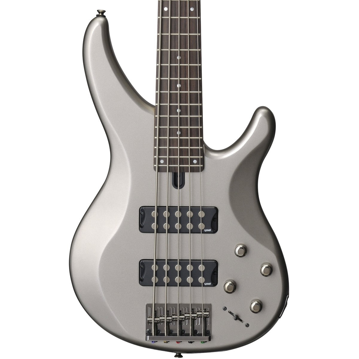 Bajo eléctrico Yamaha TRBX305 5 cuerdas activo Pewter detalle cuerpo | Armonía Musical México