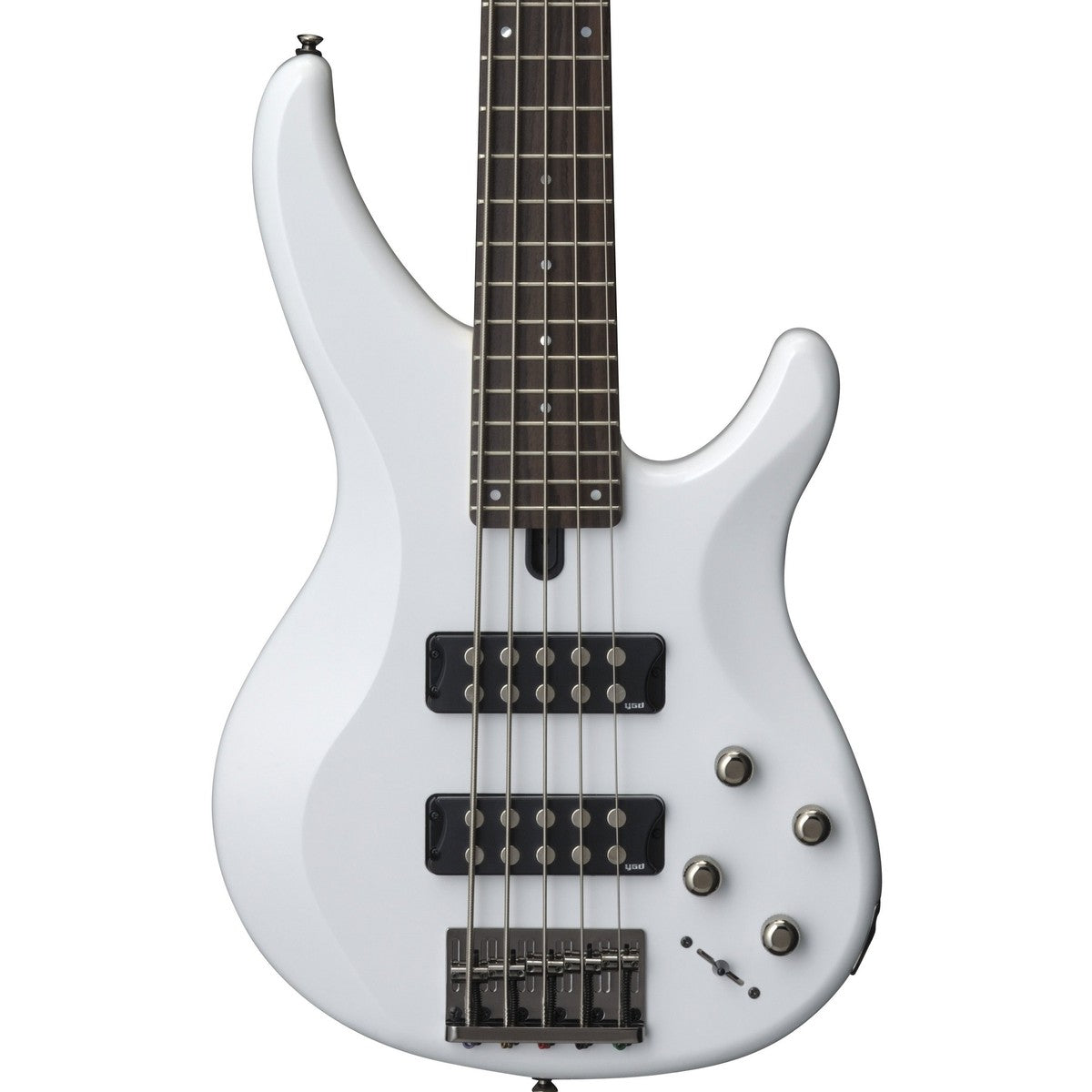 Bajo eléctrico Yamaha TRBX305 5 cuerdas activo blanco detalle cuerpo | Armonía Musical México