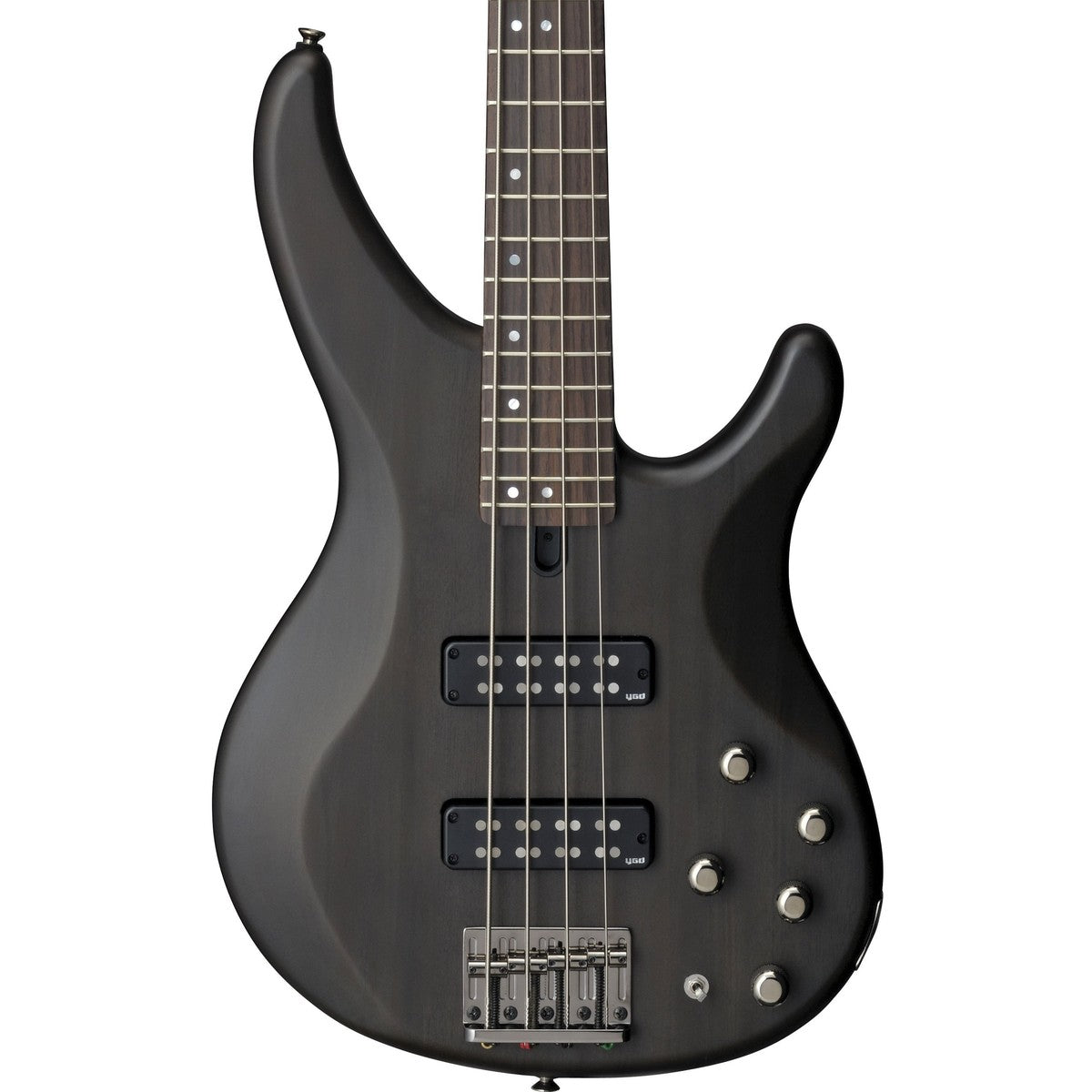 Bajo eléctrico Yamaha TRBX504 4 cuerdas activo pasivo Translucent Black detalle cuerpo | Armonía Musical México