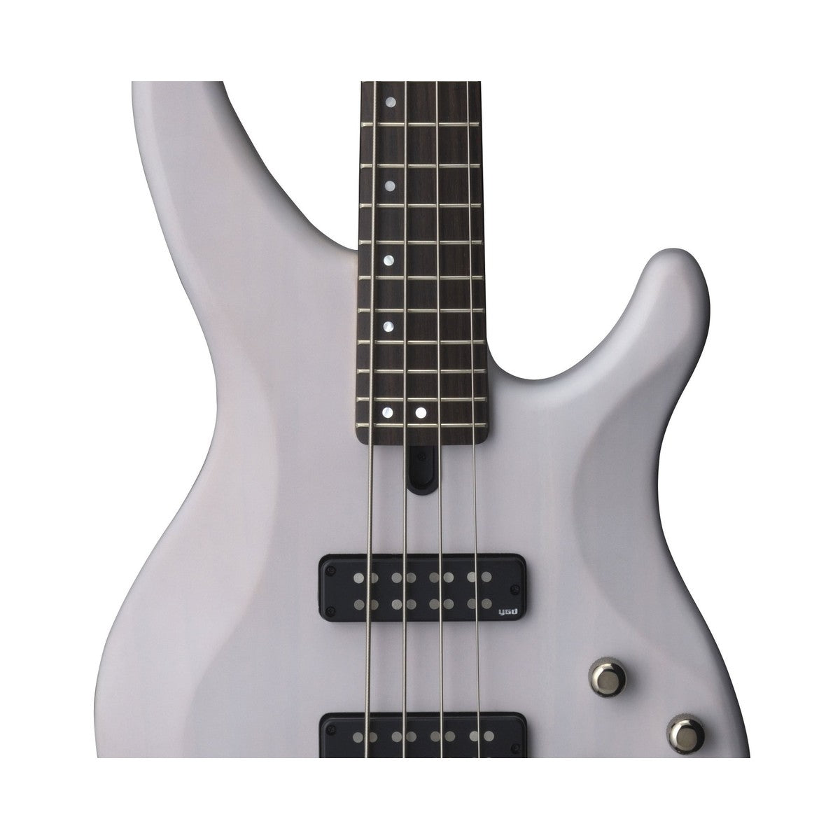 Bajo eléctrico Yamaha TRBX504 4 cuerdas activo pasivo Translucent White detalle electrónica | Armonía Musical México