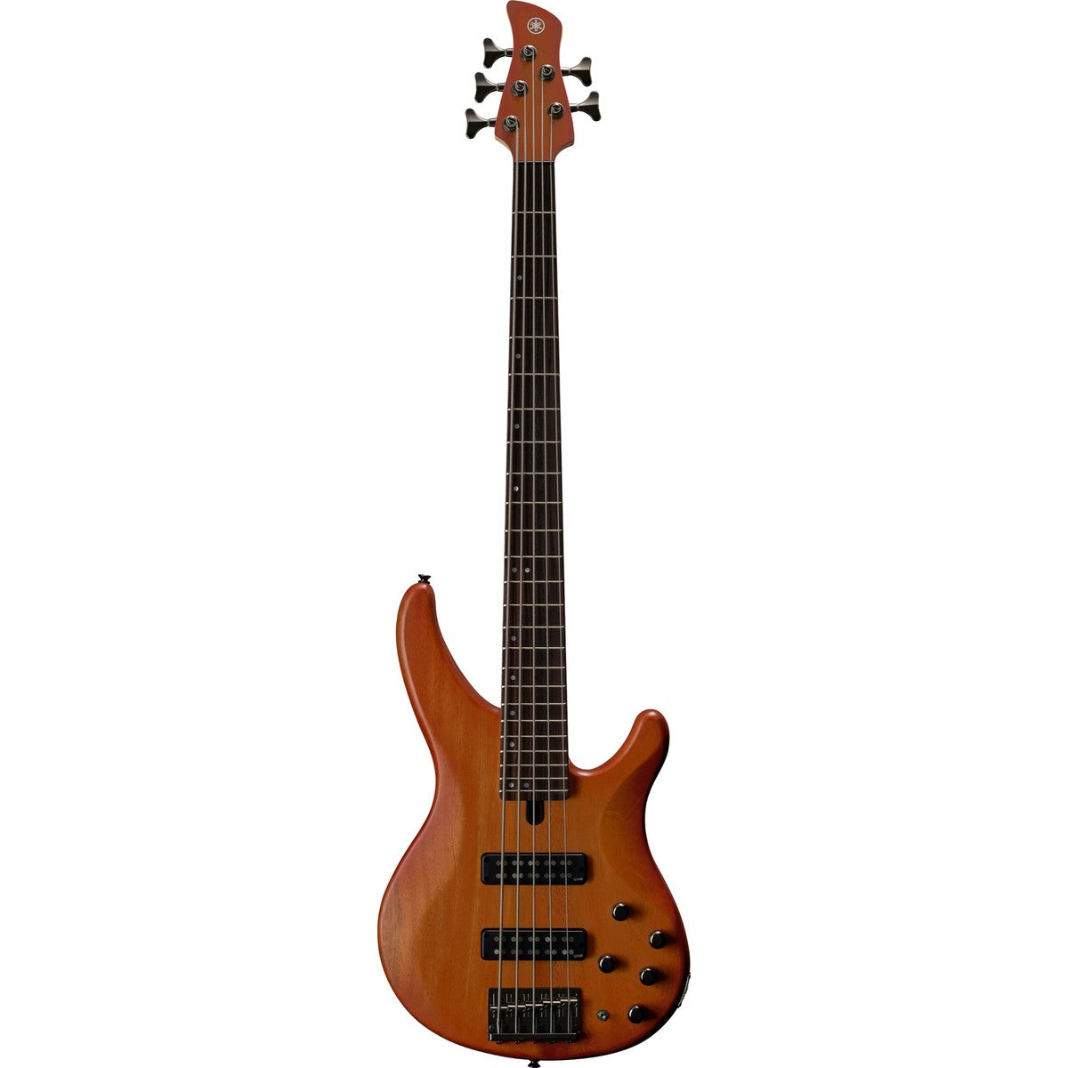 Bajo eléctrico Yamaha TRBX505 5 cuerdas activo pasivo Brick Burst vista frontal | Armonía Musical México